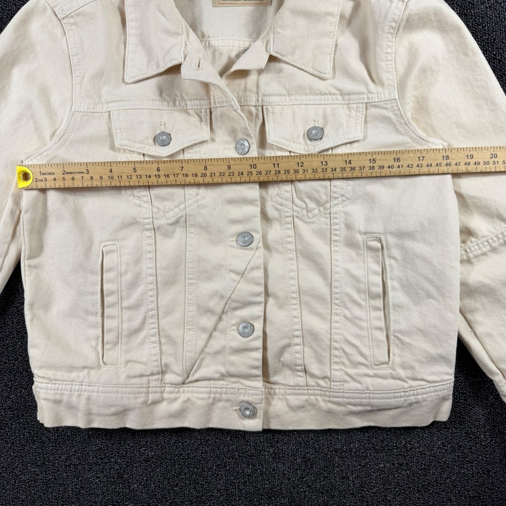 We‎ The Free Cream Denim Jacket Women's S Oversized Trucker Jean Coastal Utility - Picture 4 of 8